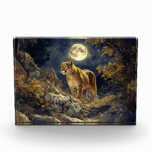 Cougar im Mondlicht Wildlife Art Fotoblock