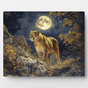 Cougar im Mondlicht Wildlife Art Fotoplatte