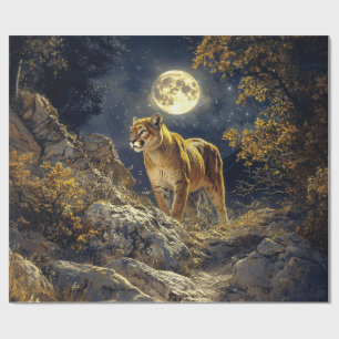 Cougar im Mondlicht Wildlife Art Geschenkpapier