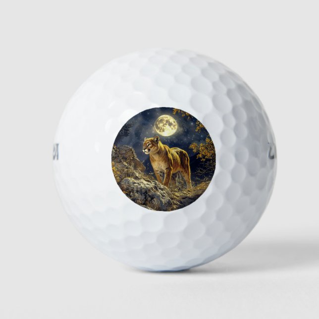 Cougar im Mondlicht Wildlife Art Golfball (Vorderseite)