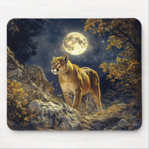 Cougar im Mondlicht Wildlife Art Mousepad
