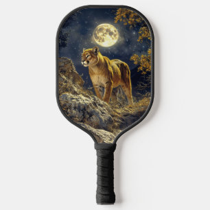Cougar im Mondlicht Wildlife Art Pickleball Schläger