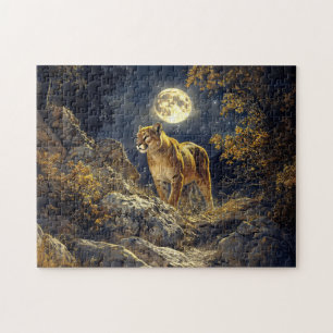 Cougar im Mondlicht Wildlife Art Puzzle