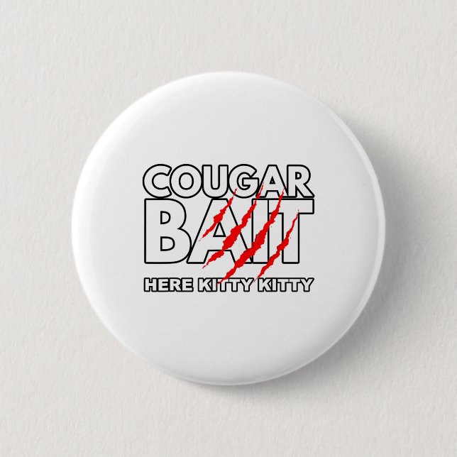 Cougar It Fun Halloween Kostüm Older Frau Younge Button (Vorderseite)