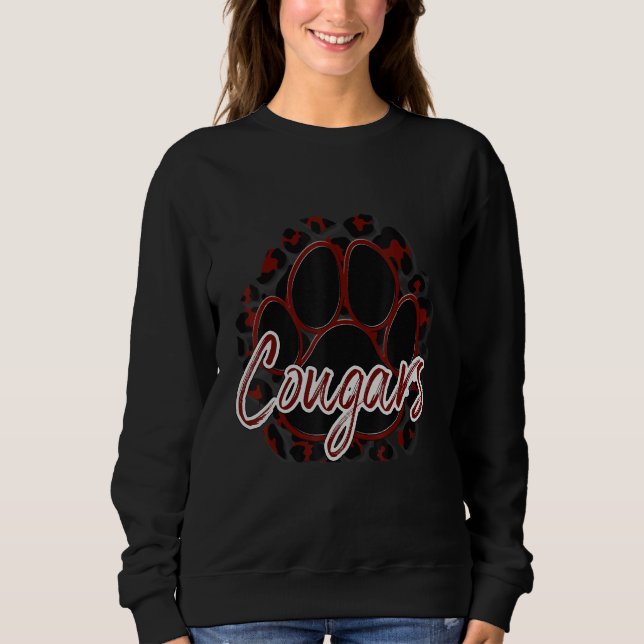Cougar Maroon Black Cheetah School Sports Fan Team Sweatshirt (Vorderseite)