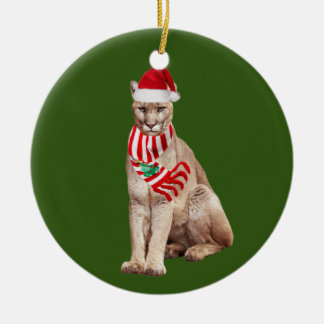 Cougar mit Hat Scaft Weihnachten Keramik Ornament