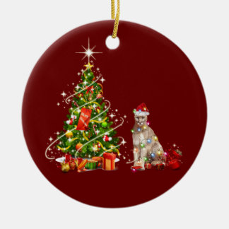 Cougar mit Hat Scaft Weihnachten Keramik Ornament