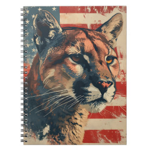 Cougar Mounlion Amerikanische Flagge Vintag Notizblock