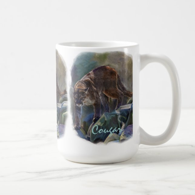 Cougar Mountain Lion Big Cat Art Design Tasse (Rechts)
