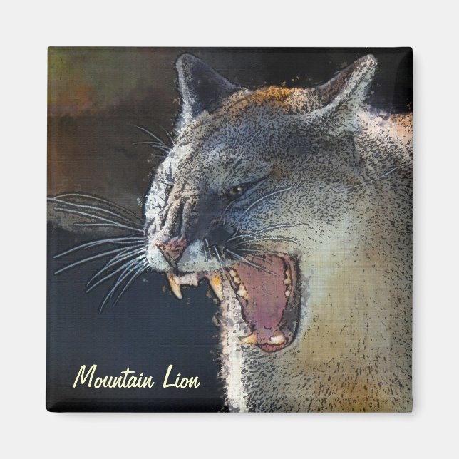 Cougar Mountain Lion Big Cat Art Magnet (Vorne)