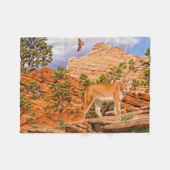 Cougar Mountain Lion im Zion Nationalpark Fleecedecke (Vorderseite (Horizontal))