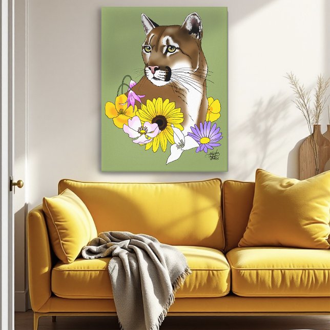 Cougar Mountain Lion Puma Blume Leinwanddruck (Von Creator hochgeladen)