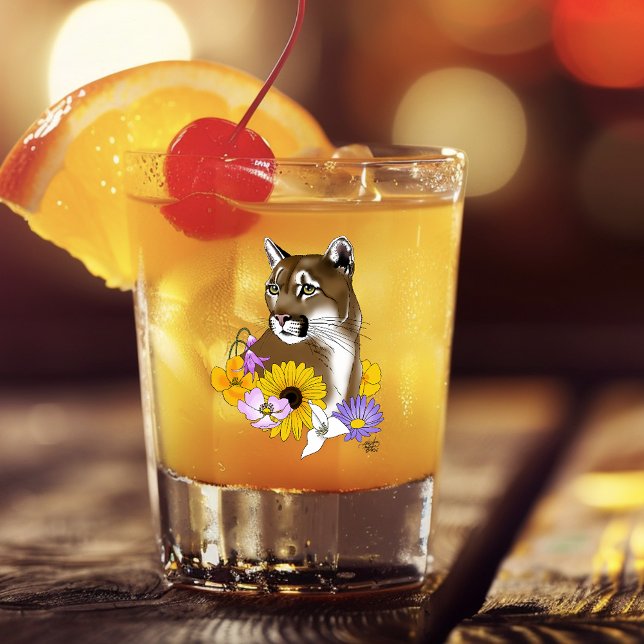 Cougar Mountain Lion Puma Blume Schnapsglas (Von Creator hochgeladen)