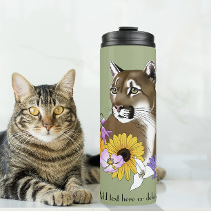 Cougar Mountain Lion Puma Blume Thermosbecher
