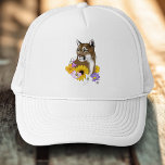 Cougar Mountain Lion Puma Blume Truckerkappe<br><div class="desc">Ein Cumarportrait mit wilden Blume. Die Puma und die Blume werden im Tattoostil gezeichnet.</div>