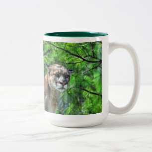 Cougar Mountain Lion & Summer Pines Zweifarbige Tasse