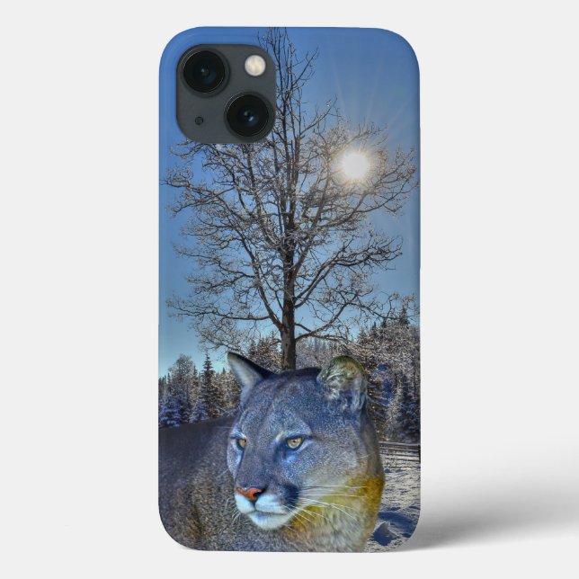 Cougar Mountain Lion & Winter Tree Case-Mate iPhone Hülle (Rückseite)