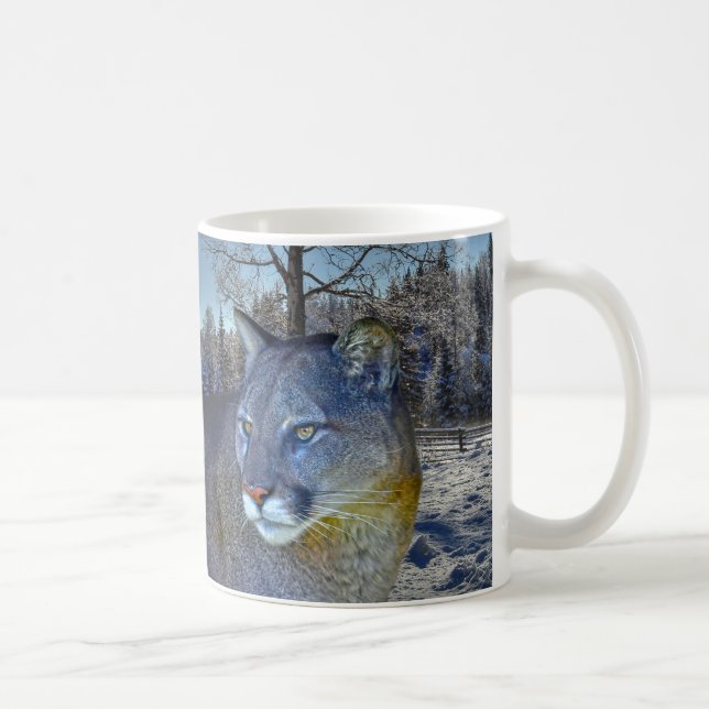 Cougar Mountain Lion & Winter Tree Tasse (Rechts)