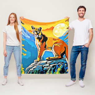 Cougar Peak: Mountain Majestät Art Fleecedecke