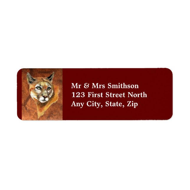 Cougar, Puma, Mountain Lion Animal Address Label (Vorne)