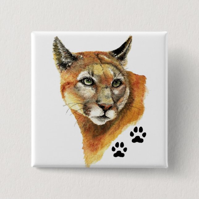 Cougar, Puma, Mountain Lion Animal Tracks Button (Vorderseite)
