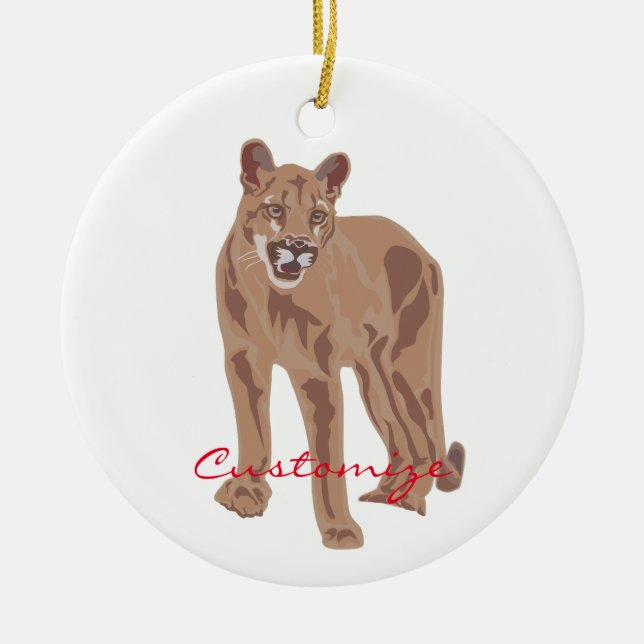 Cougar Puma Mountain Lion Thunder_Cove Keramik Ornament (Vorne)