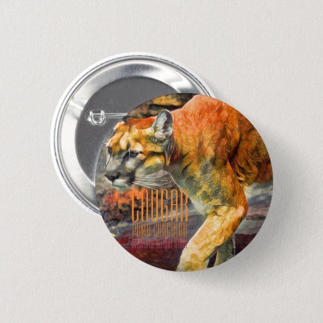 Cougar [Round-Tin-Abzeichen] Button (Vorne & Hinten)