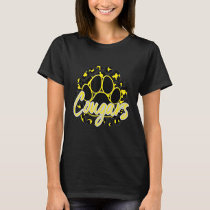 Cougar Yellow Black Cheetah School Sport Fan Team T-Shirt