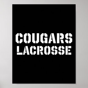 Cougars Lacrosse Vintag Clic Lax Mascot Team Gear Poster
