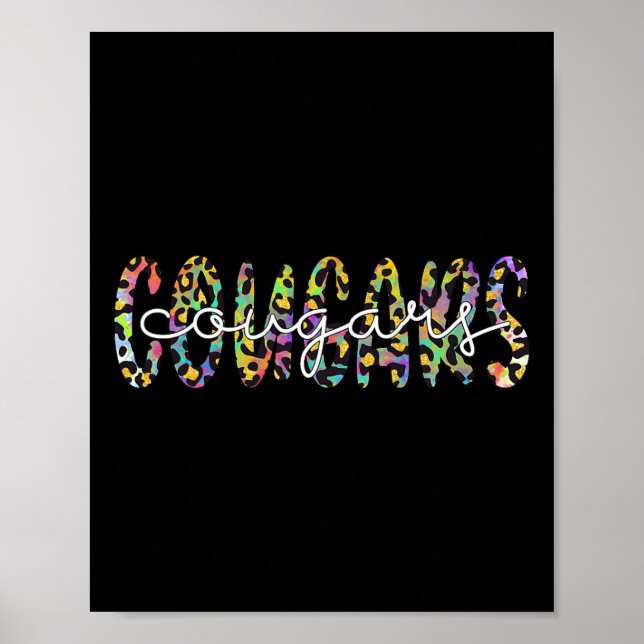 Cougars School Sport Fan Team Spirit Mascot Gesche Poster (Vorne)