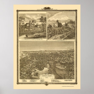 Council Bluffs, IA Panoramic Map - 1875 Poster