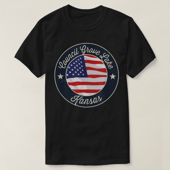 Council Grove Lake - Patriotic Kansas Souvenir T-S T-Shirt (Design vorne)