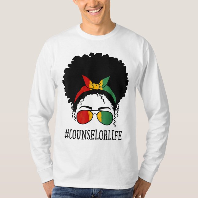 Counselor African Women Messy Bun Black History Mo T-Shirt (Vorderseite)