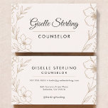 Counselor Botanical Flowers Visitenkarte<br><div class="desc">Present a calm, professional, and refined brand with this mental health counselor business card featuring elegant botanical flowers in blush pink and black. Designed to convey trust, warmth, and credibility, this sophisticated card is ideal for counselors, therapists, and psychologists seeking a polished yet welcoming aesthetic. Clean typography and balanced spacing...</div>