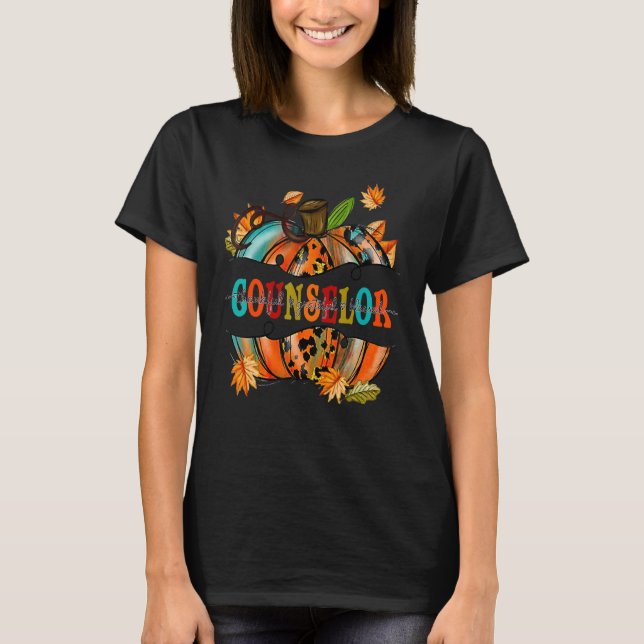 Counselor Graphic Pumpkin Autumn Halloween Back To T-Shirt (Vorderseite)