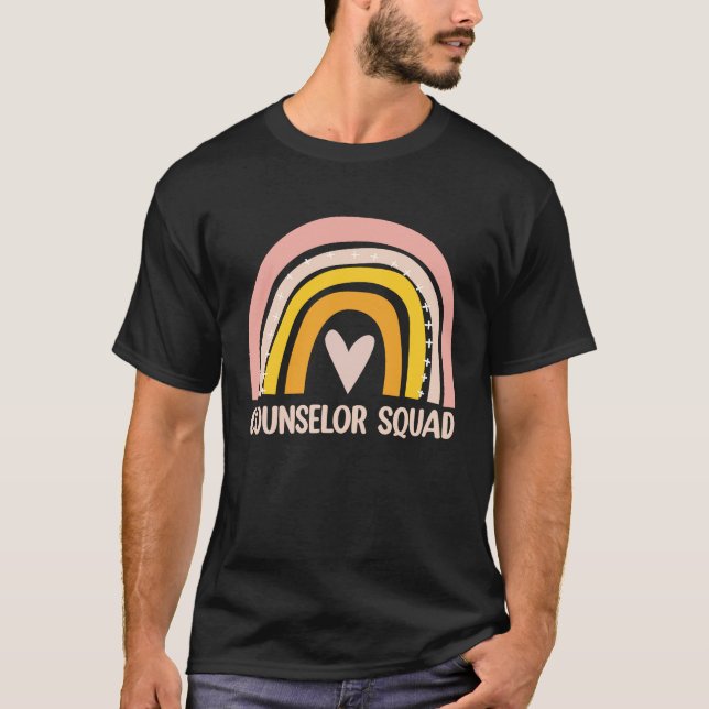 Counselor Squad  School Counselor Boho Rainbow T-Shirt (Vorderseite)