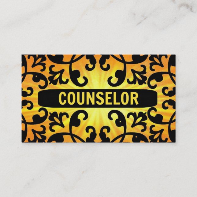 Counselor Sunshine Damask Business Card Visitenkarte (Vorderseite)