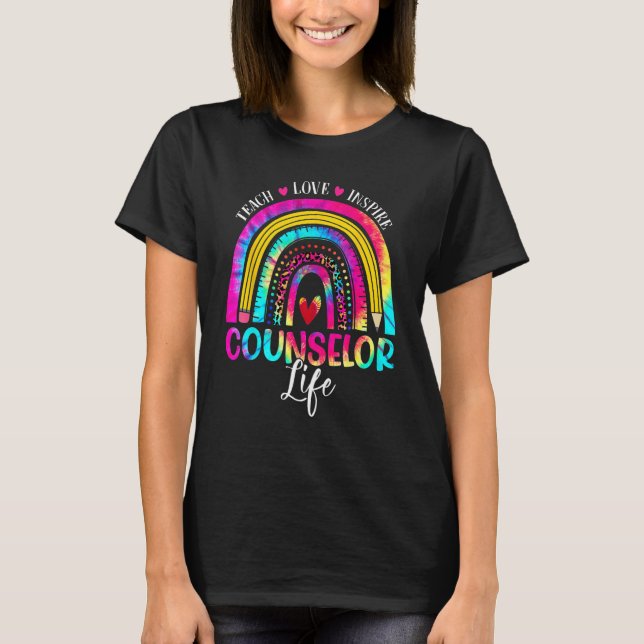 Counselor Teacher Rainbow Tie Dye First Day Of Sch T-Shirt (Vorderseite)