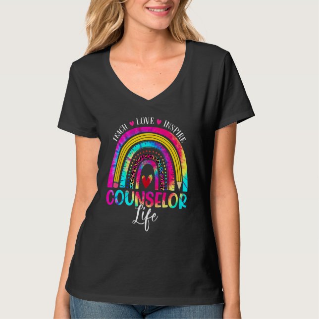 Counselor Teacher Rainbow Tie Dye First Day Of Sch T-Shirt (Vorderseite)