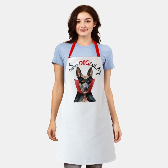 Count DOGcula Belgische Malinois Dog Funny Hallowe Schürze (Getragen)