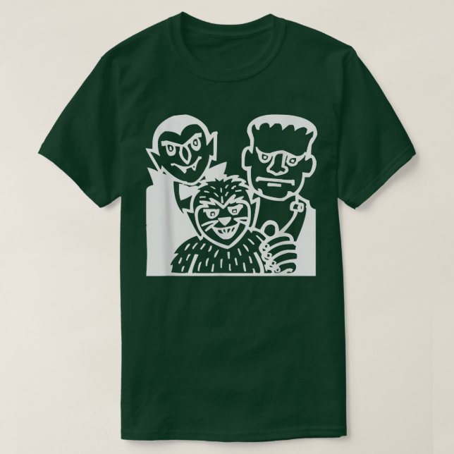 Count Dracula, Frankenstein and Wolfman Halloween T-Shirt (Design vorne)