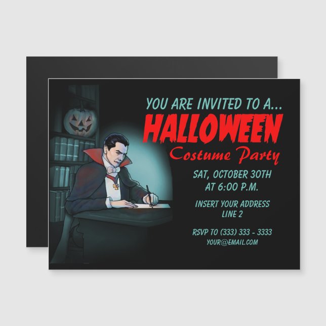Count Dracula Halloween-Party Magneteinladung (Vorne/Hinten)