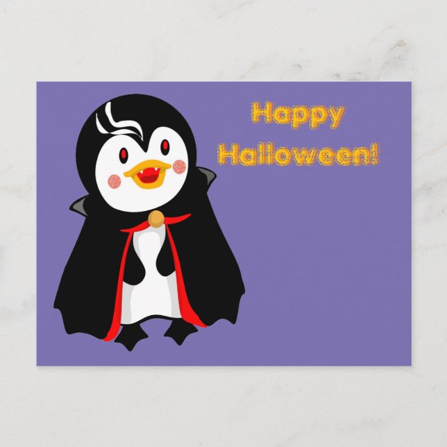 Count Pengula Happy Halloween Feiertagspostkarte (Vorderseite)