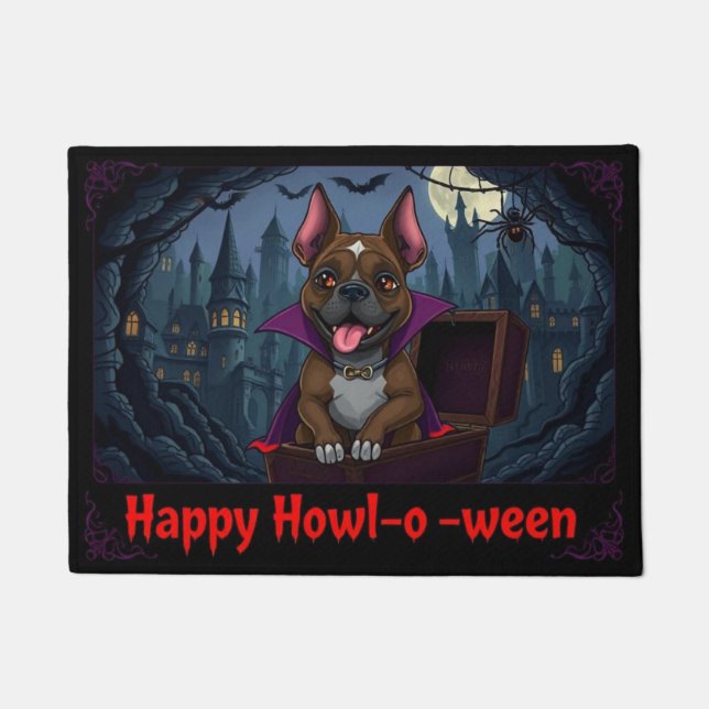 Count Pitbull Happy Howl-o-ween Fußmatte (Vorderseite)