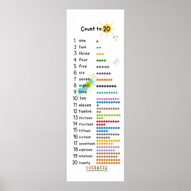 Count to 20 Math Wall Decor Kindergarten Poster (Vorne)