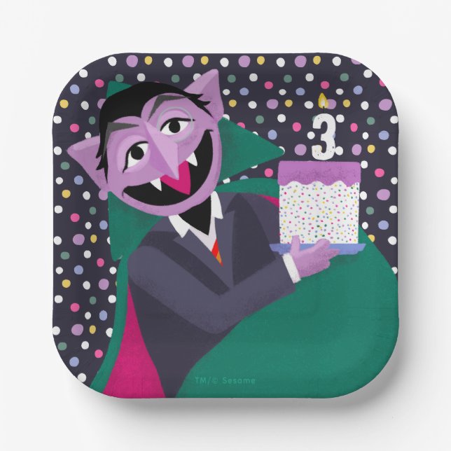 Count Von Count Confetti Birthday Pappteller (Vorderseite)