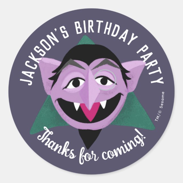 Count von Count Face Birthday Party Runder Aufkleber (Vorderseite)