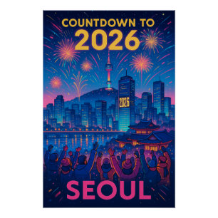 Countdown bis 2026 in Seoul, Südkorea Poster
