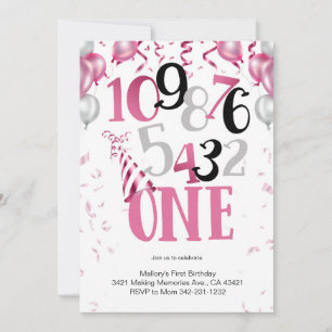 Countdown bis EINS! Erste Geburtstagseinladung Einladung