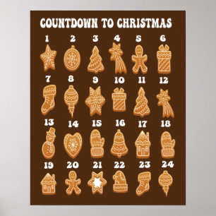 Countdown bis Weihnachts Adventskalender Gingerbre Poster